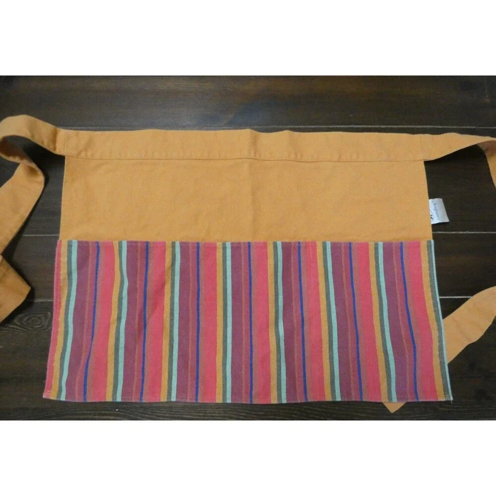 Isabella's Journey Multicolor Canvas Apron Waist Half 3 Front Pockets Striped